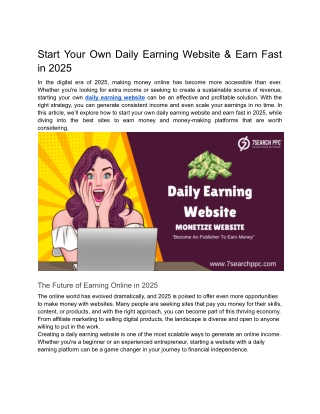 start your own daily earning website earn fast