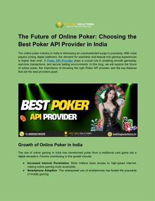 Best Poker API Provider in India