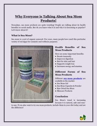 Why Everyone is Talking About Sea Moss Products!
