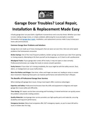 garage door troubles local repair installation