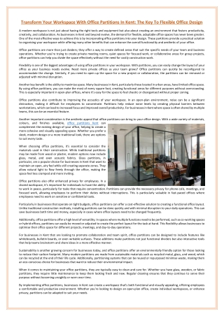 Transform Your Workspace With Office Partitions In Kent The Key To Flexible Office Design