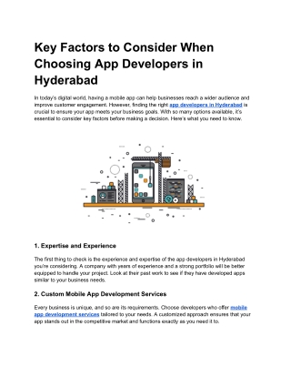 Key Factors to Consider When Choosing App Developers in Hyderabad