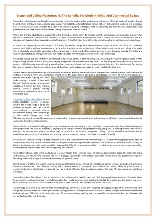 Suspended Ceiling Plasterboard The Benefits For Modern Office And Commercial Spaces