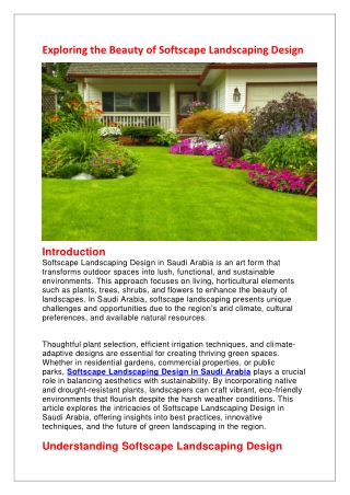 Exploring the Beauty of Softscape Landscaping Design