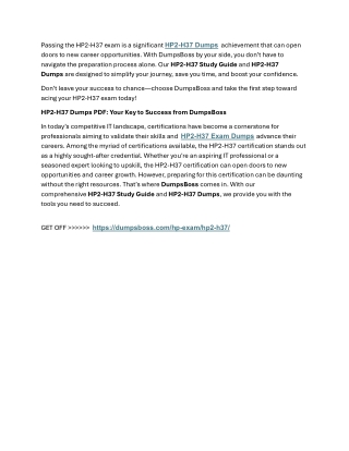 passing the hp2 h37 exam is a significant