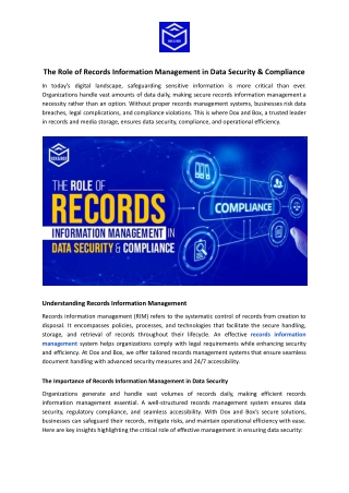 The Role of Records Information Management in Data Security