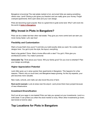 Plots for sale in bangalore