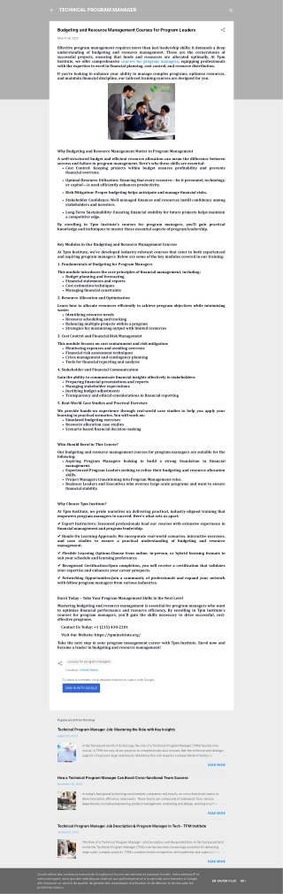 Courses for program managers