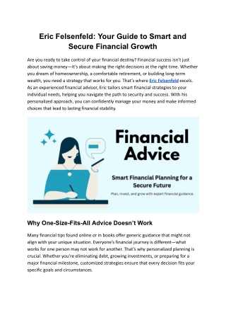 Why Personalized Financial Planning Matters – Insights from Eric Felsenfeld