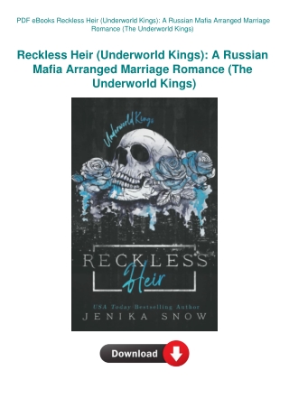 PDF eBooks Reckless Heir (Underworld Kings) A Russian Mafia Arranged Marriage Romance (The Underworl