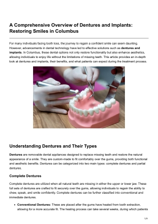 A Comprehensive Overview of Dentures and Implants Restoring Smiles in Columbus