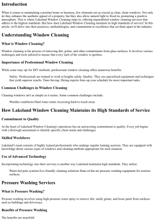 How Lakeland Window Cleaning Maintains its High Standards of Service