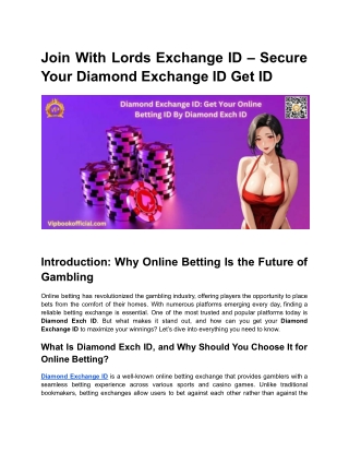 Join With Lords Exchange ID – Secure Your Diamond Exchange ID Get ID