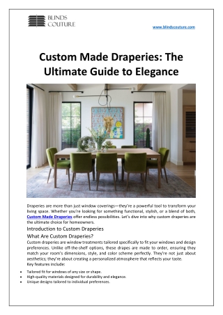 Custom Made Draperies: The Ultimate Guide to Elegance