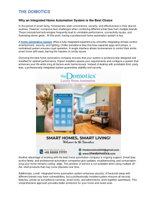 Why an Integrated Home Automation System is the Best Choice