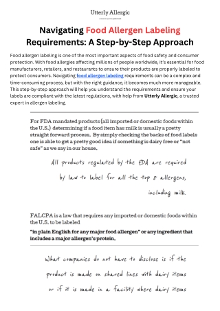 Navigating Food Allergen Labeling Requirements - A Step-by-Step Approach