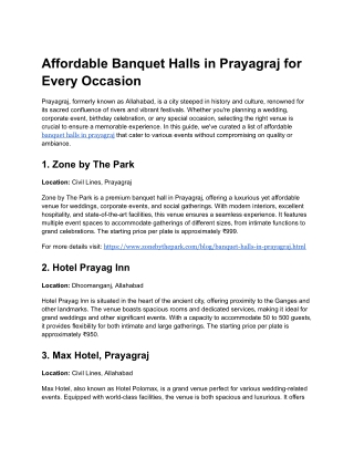 Affordable Banquet Halls in Prayagraj for Every Occasion - Google Docs