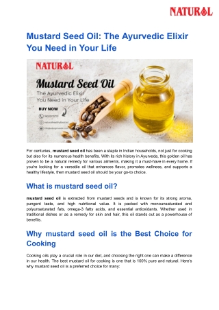 Mustard Seed Oil_ The Ayurvedic Elixir You Need in Your Life