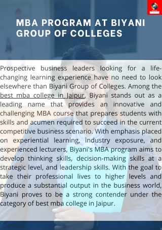 Biyani MBA: Shaping Future Business Leaders