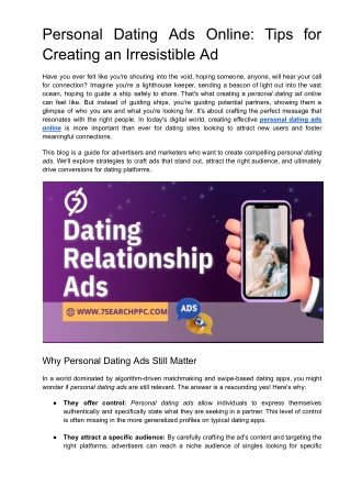 personal dating ads online tips for creating