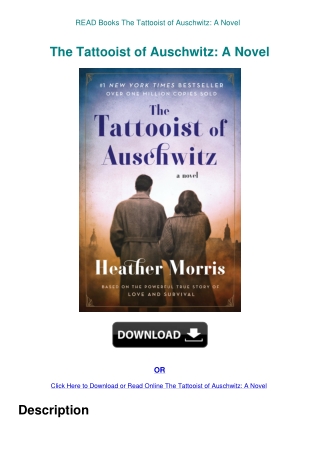 READ Books The Tattooist of Auschwitz A Novel