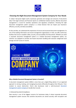 Choosing the Right Document Management System Company