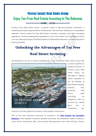 Enjoy Tax-Free Real Estate Investing In The Bahamas