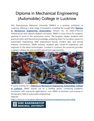 Diploma in Mechanical Engineering (Automobile) College in Lucknow