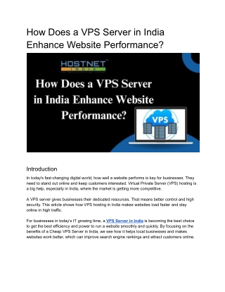 how does a vps server in india enhance website