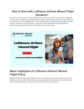 how to deal with lufthansa airlines missed flight