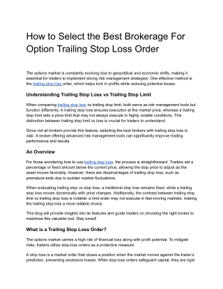 how to select the best brokerage for option