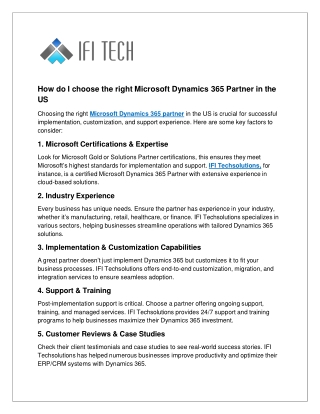 How to Choose the Right Microsoft Dynamics 365 Partner in the US