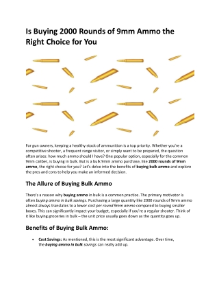 Is Buying 2000 Rounds of 9mm Ammo the Right Choice for You