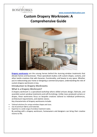 Custom Drapery Workroom: A Comprehensive Guide