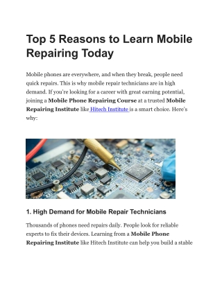 top 5 reasons to learn mobile repairing today