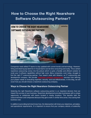 How to Choose the Right Nearshore Software Outsourcing Partner