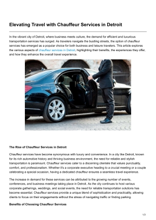 Elevating Travel with Chauffeur Services in Detroit