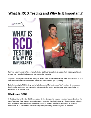 What Is RCD Testing and Why Is It Important?