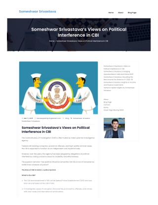 Someshwar Srivastava’s Views on Political Interference in CBI