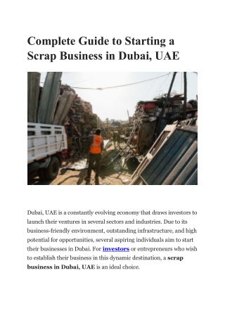 Complete Guide to Starting a Scrap Business in Dubai, UAE