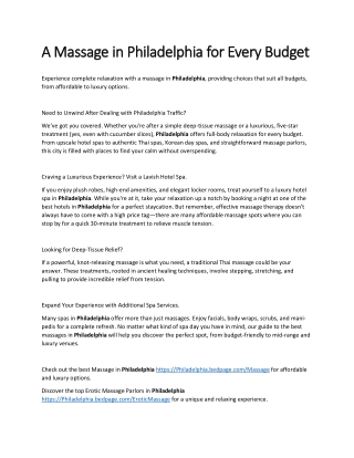 a massage in a massage in philadelphia