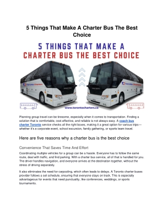5 Things That Make A Charter Bus The Best Choice