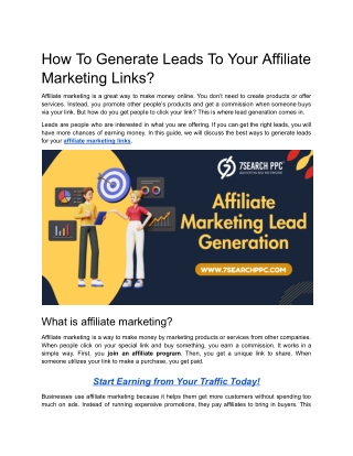 how to generate leads to your affiliate marketing