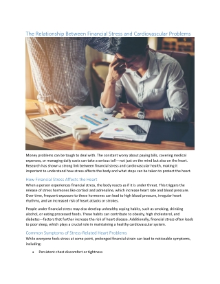 The Relationship Between Financial Stress and Cardiovascular Problems