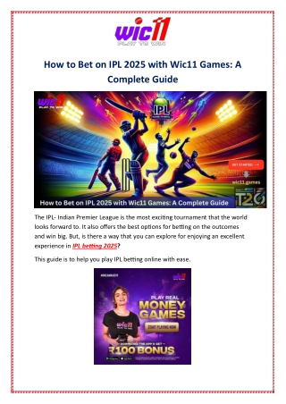 How to Bet on IPL 2025 with Wic11 Games: A Complete Guide