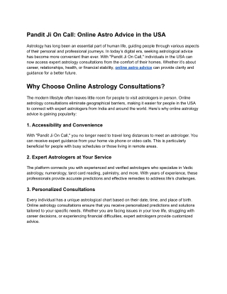 pandit ji on call online astro advice in the usa