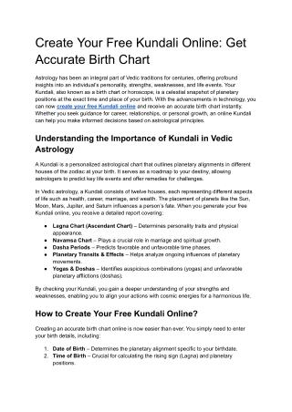 Create Your Free Kundali Online_ Get Accurate Birth Chart