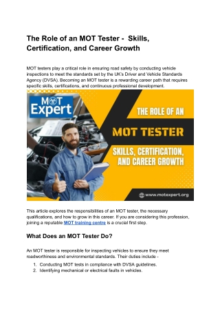 The Role of an MOT Tester -  Skills, Certification, and Career Growth.docx