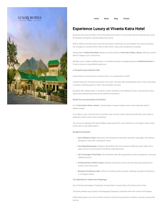 Experience Luxury at Vivanta Katra Hotel