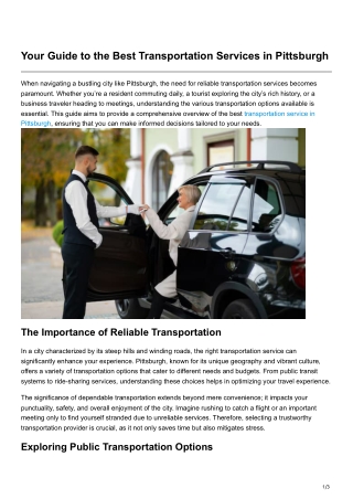 your guide to the best transportation services
